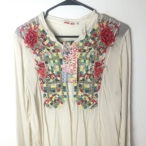 Johnny Was Ivory Embroidered Eleonor Tunic - Picture 3 of 8